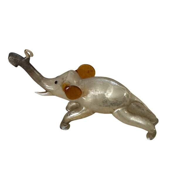 Antique Blown Glass Elephant Ornament Lauscha Germany Bimini Style Clear/Brown 4 - Picture 6 of 6